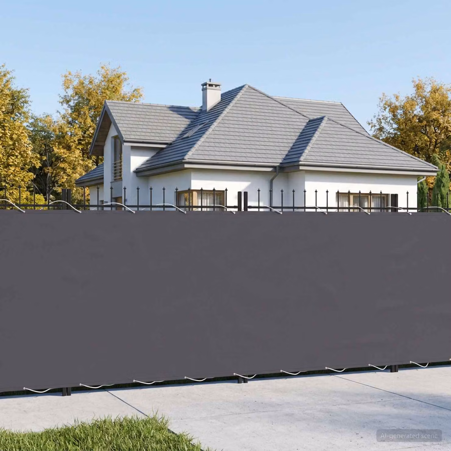 Schermo di privacy per balcone vidaXL in poliestere color antracite, L 400 x H 150 cm
