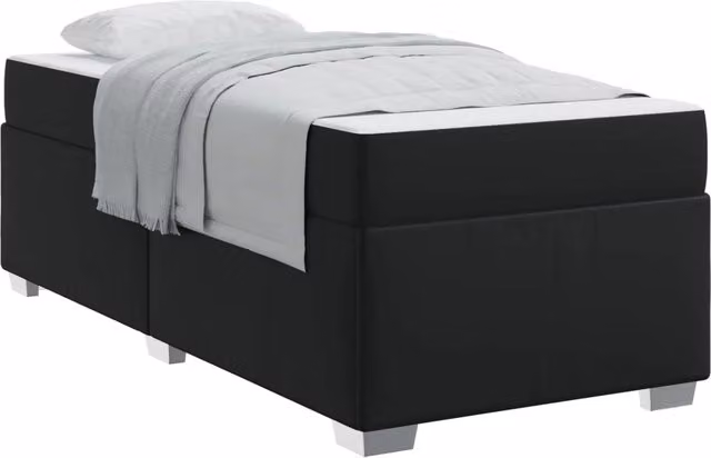 Letto singolo | Letto per adulti | Struttura del letto con materasso Nero 90 x 200 cm Tessuto