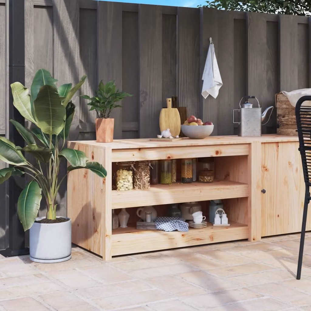 Mobile da cucina da esterno MEPPEL vidaXL in legno massello di pino marrone L/P/H: 106 x 55 x 64 cm
