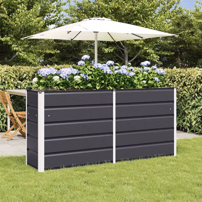 Fioriera vidaXL in acciaio e plastica, colore antracite, L 160 x P 40 x H 75 cm