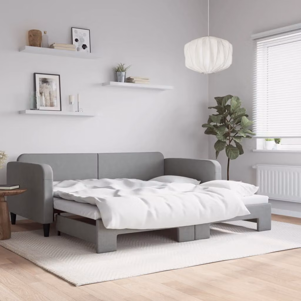vidaXL Divano Letto con Letto Estraibile Grigio Chiaro in Tessuto