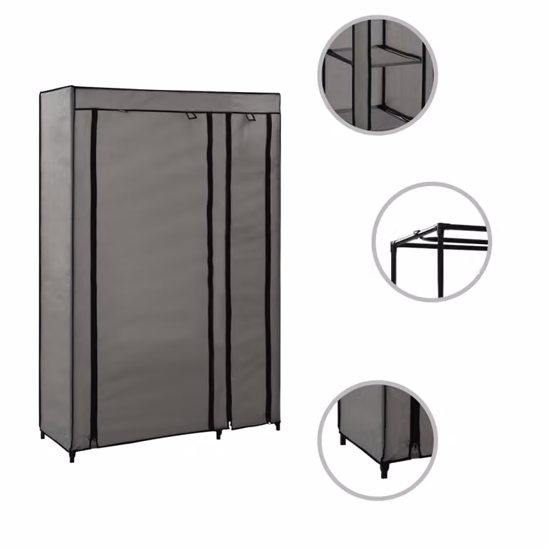 vidaXL Armadio pieghevole grigio 110x45x175 cm tessuto
