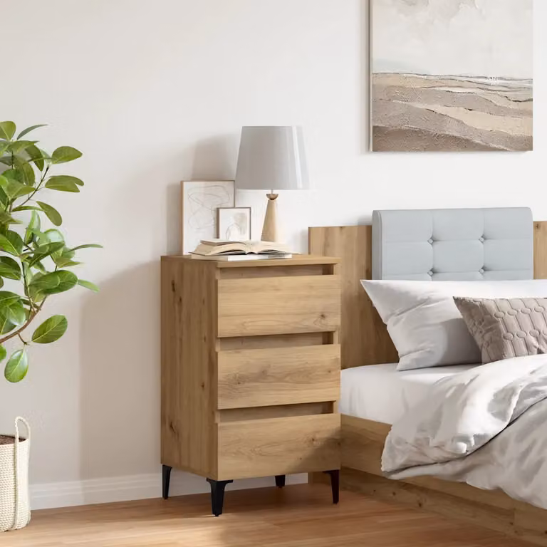Comodino in stile industriale vidaXL con gambe in metallo e legno in colorazione marrone L: 40 cm, P: 35 cm, H: 69 cm