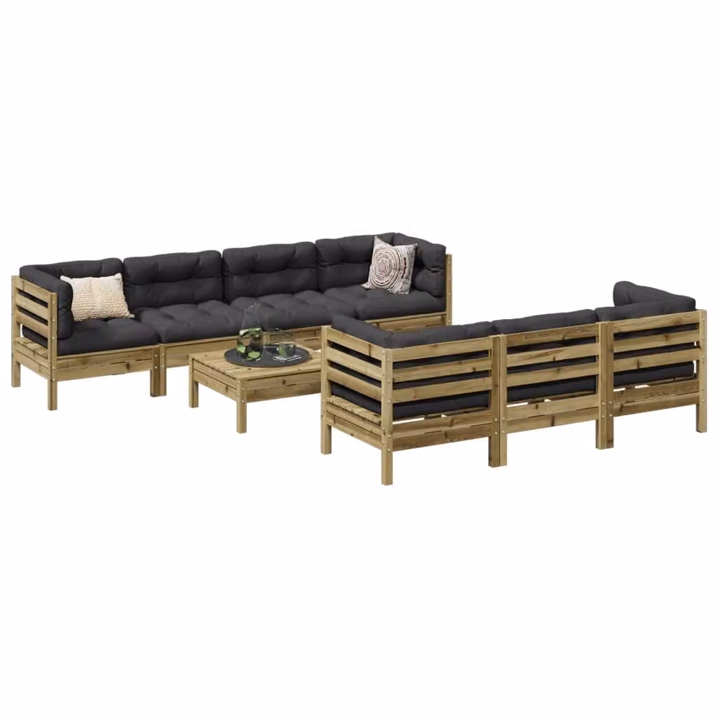 Maison Exclusive - Set da giardino composto da 8 pezzi con cuscini, in legno di pino trattato
