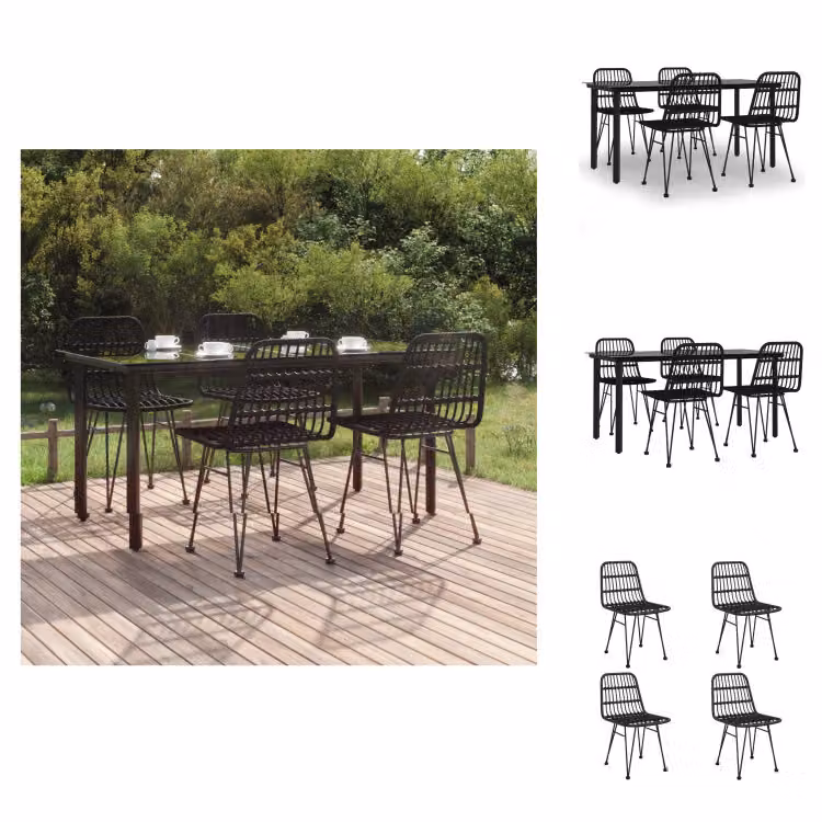 vidaXL Set da pranzo da giardino 5 pezzi in poly rattan nero - Set di mobili da giardino