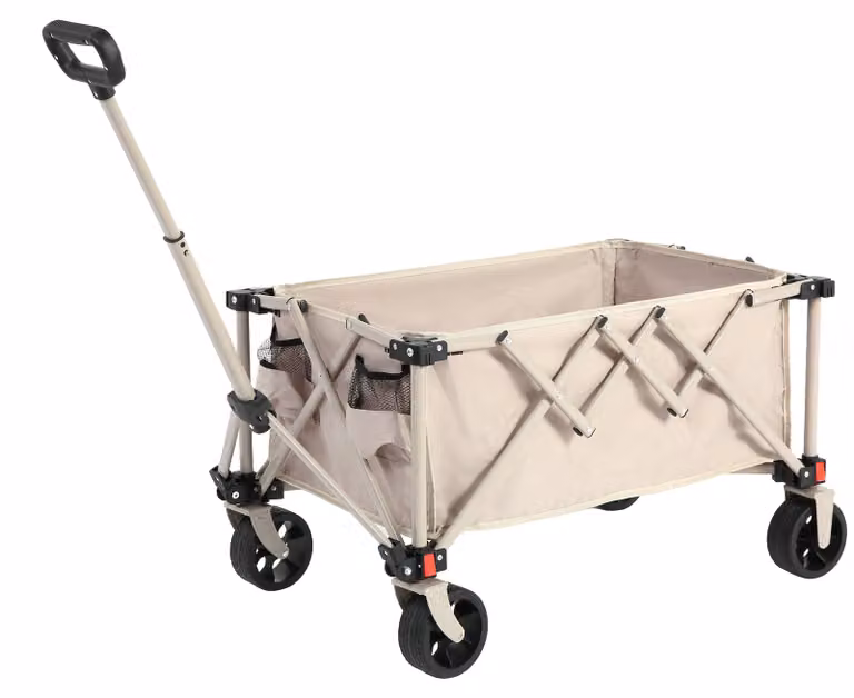 Carrello pieghevole - Carrello pieghevole per il trasporto - Carrello per il giardinaggio - Carrello per il trasporto di materiali - Dotato di ruote piroettanti - Maniglia regolabile