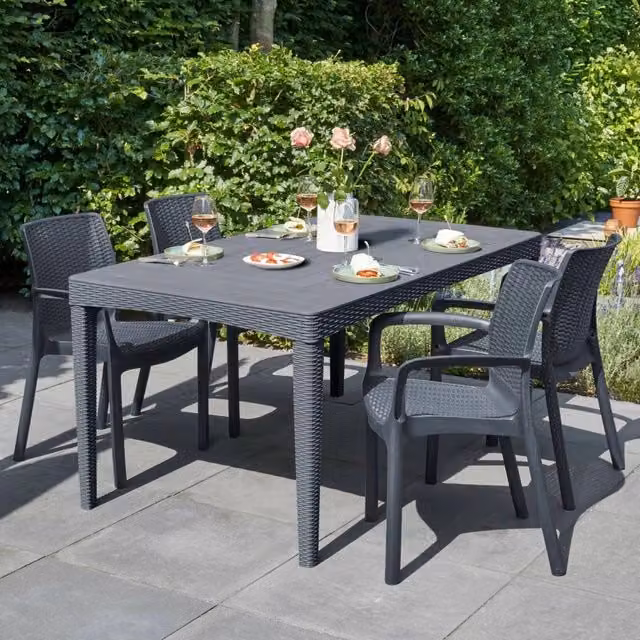 Tavolo da esterno Salmon DMORA Antracite L: 160 cm, P: 90 cm, H: 74 cm
