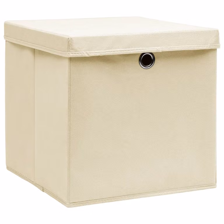 vidaXL Scatole con coperchio 10 pezzi 28x28x28 cm Crema