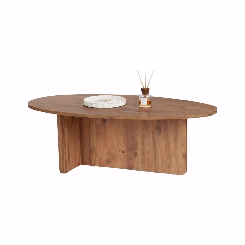 Tavolino da salotto ovale DMORA in legno rovere marrone L: 120 cm, P: 65 cm, H: 40 cm – 2