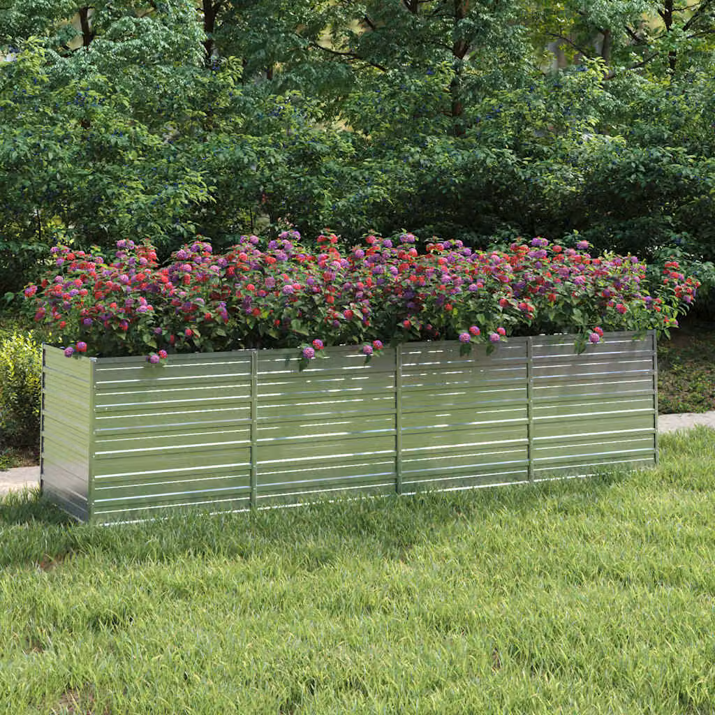 Letto rialzato da giardino vidaXL in acciaio zincato argento L: 320 cm, P: 80 cm, H: 77 cm