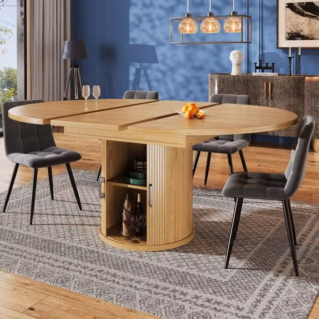 Tavolo da Pranzo Rotondo Allungabile ¨C MINIMAL ¨C Legno, 118-158 cm, 6 Persone