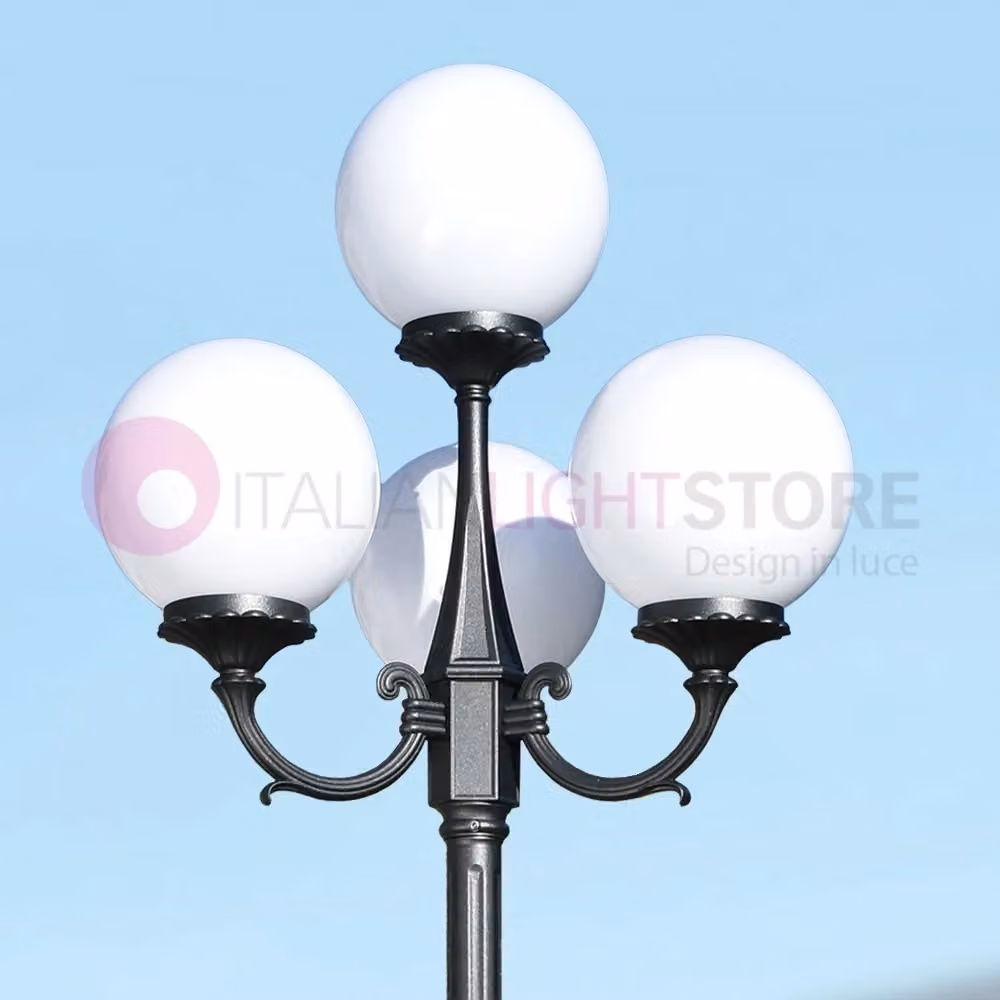 Lampione da esterno Orione antracite con 4 luci a sfera in policarbonato per giardino – 2