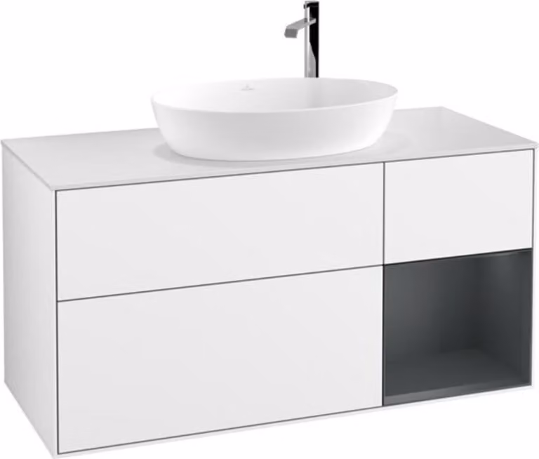 Mobiletto V&B Finion 120 cm, Pl w m, Reg md m Lac, glo wh. Lac
