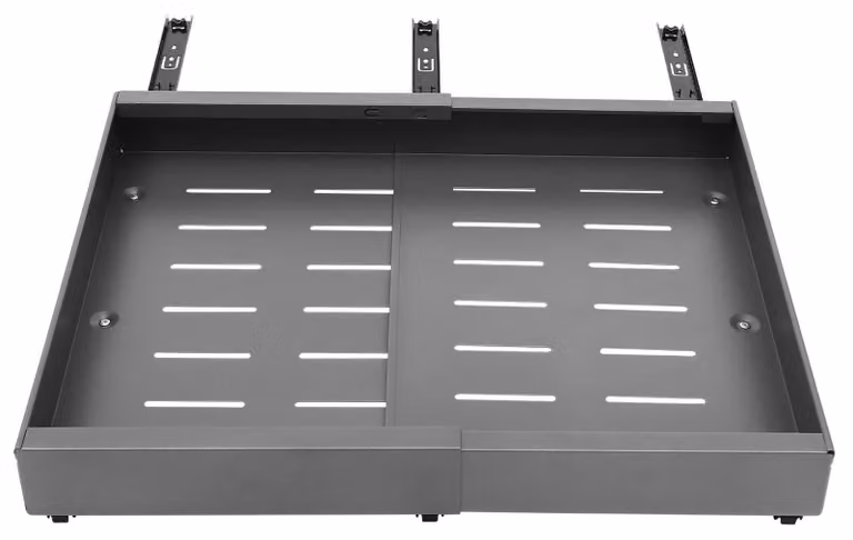 Cassetti estraibili per armadi - Cassetti telescopici per ripostiglio - Set da 2 - Estensione da 32 a 52 cm - Acciaio al carbonio - Capacità di carico da 10 a 15 kg - Ideali per snack, spezie, bevande - Colore: grigio