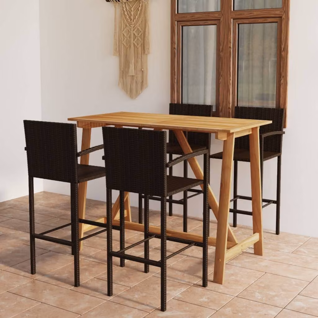 The Living Store 5 pezzi. Set bar da giardino marrone