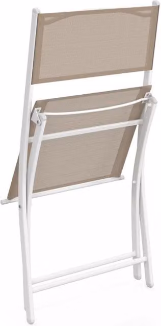 Set di 6 sedie da giardino pieghevoli BASTIA IDMarket in metallo e textilene bianco e beige talpa