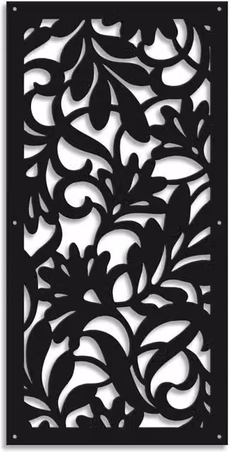 FIORI - Pannello in PVC traforato - Parasole Misura: 98x198 cm, Colore: nero