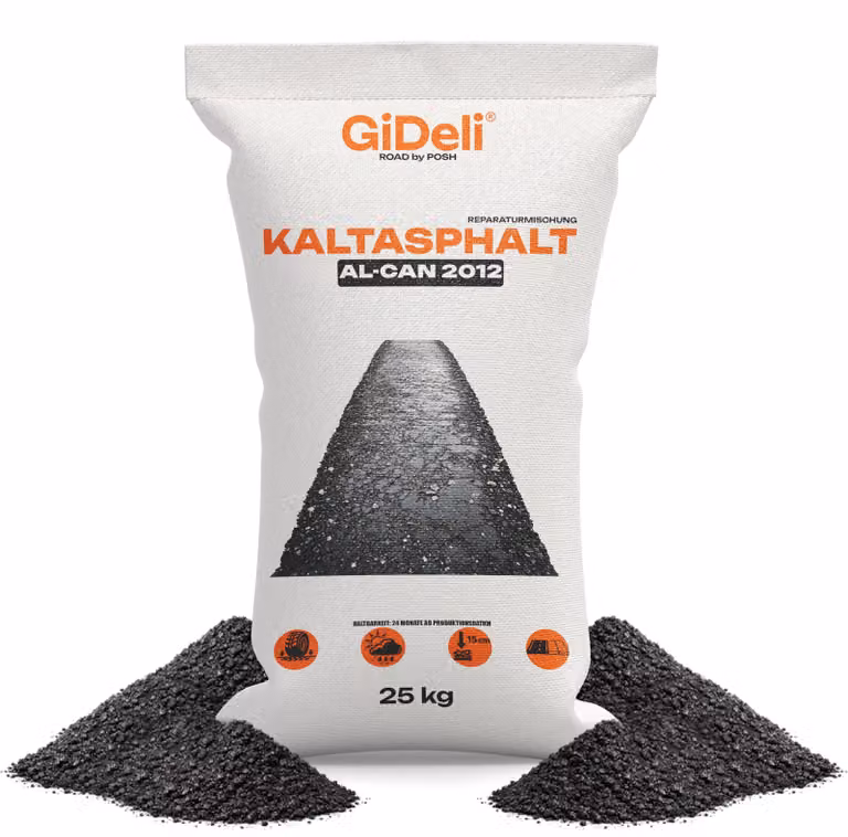 Asfalto freddo 25 kg, per riparazioni di buche e fessure, pronto all'uso, granulometria 0-8 mm, marca GiDeli