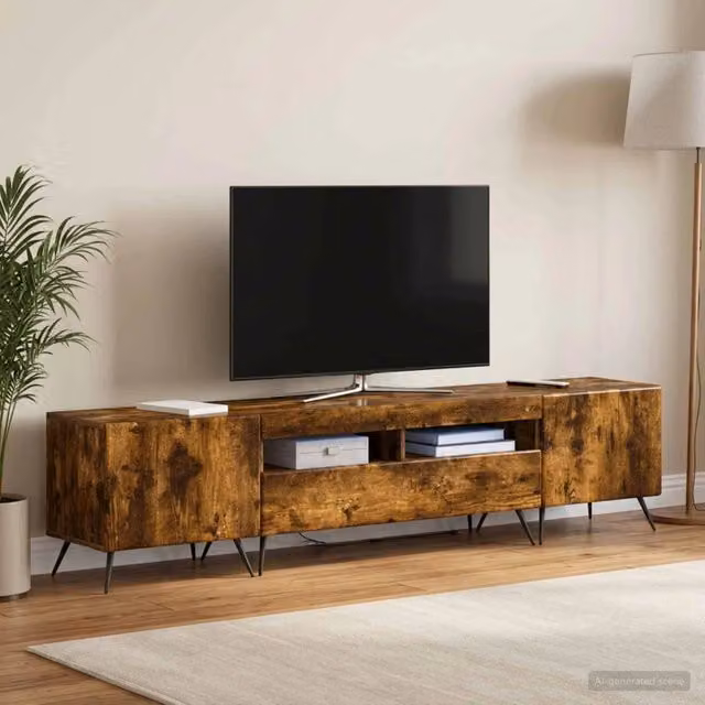 Mobile TV LED BREDA 3 pz Rovere Fumo Legno ingegnerizzato 3416926