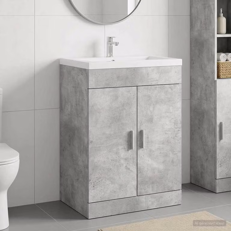 vidaXL Mobiletto da Bagno Moderno con Ante a Battente Grigio, L: 81,0 cm, P: 37,5 cm, H: 56,0 cm
