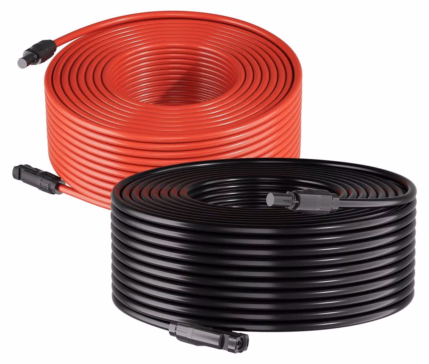 Cavo di prolunga per pannelli solari, 19,81 m nero + 19,81 m rosso, 10 AWG (6 mm²), cavo per pannelli solari con connettori femmina e maschio, cavo in rame stagnato per impianti fotovoltaici, impermeabile IP67, per impianti fotovoltaici da esterno