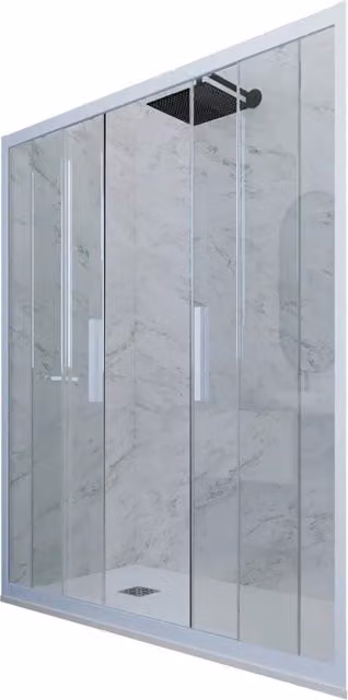 Porta doccia scorrevole da nicchia FORTE modello Glam con vetro trasparente e profilo blu vintage, L: 120 cm, H: 200 cm – 1