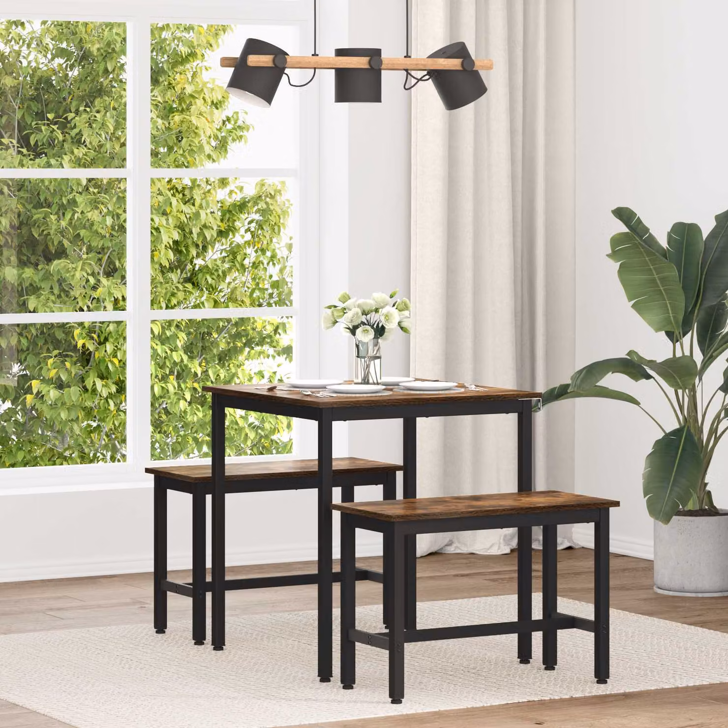Tavolo da pranzo quadrato moderno vidaXL in legno ingegnerizzato e metallo, L/P/H: 70 x 70 x 75 cm