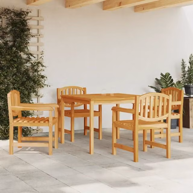 Set da pranzo per giardino vidaXL in legno di teak marrone composto da 5 pezzi