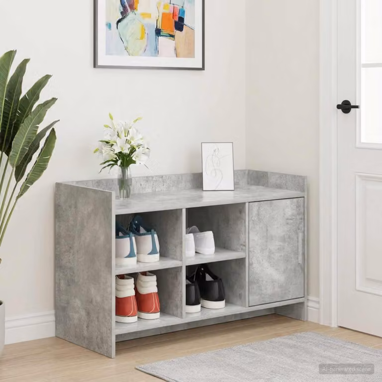 Mobile porta scarpe vidaXL con ante in stile minimalista, Grigio, L: 100 cm, P: 39,5 cm, H: 51 cm