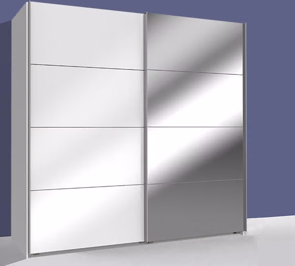 Armadio ad ante scorrevoli Easy Plus bianco specchio vetro bianco 180x65x210cm