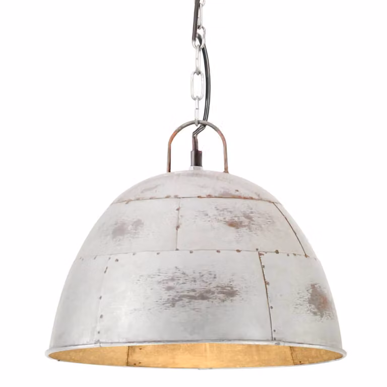 The Living Store Lampada a sospensione stile industriale vintage 25 W argento rotonda 31 cm E27