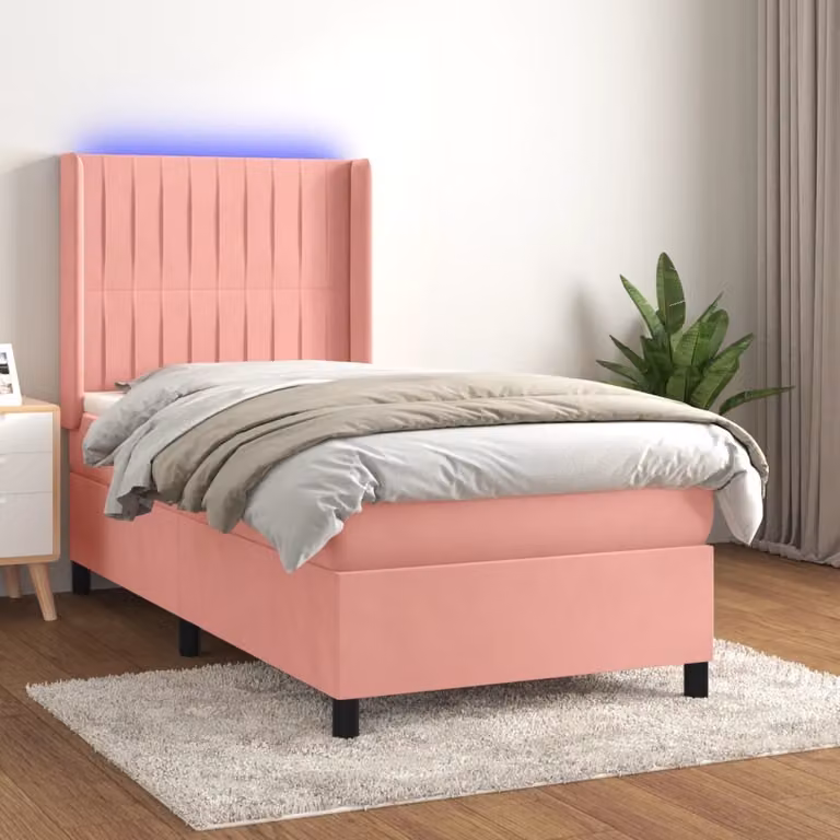 Maison Exclusive - Letto a Molle con Materasso e LED Rosa 80x200 cm in Velluto