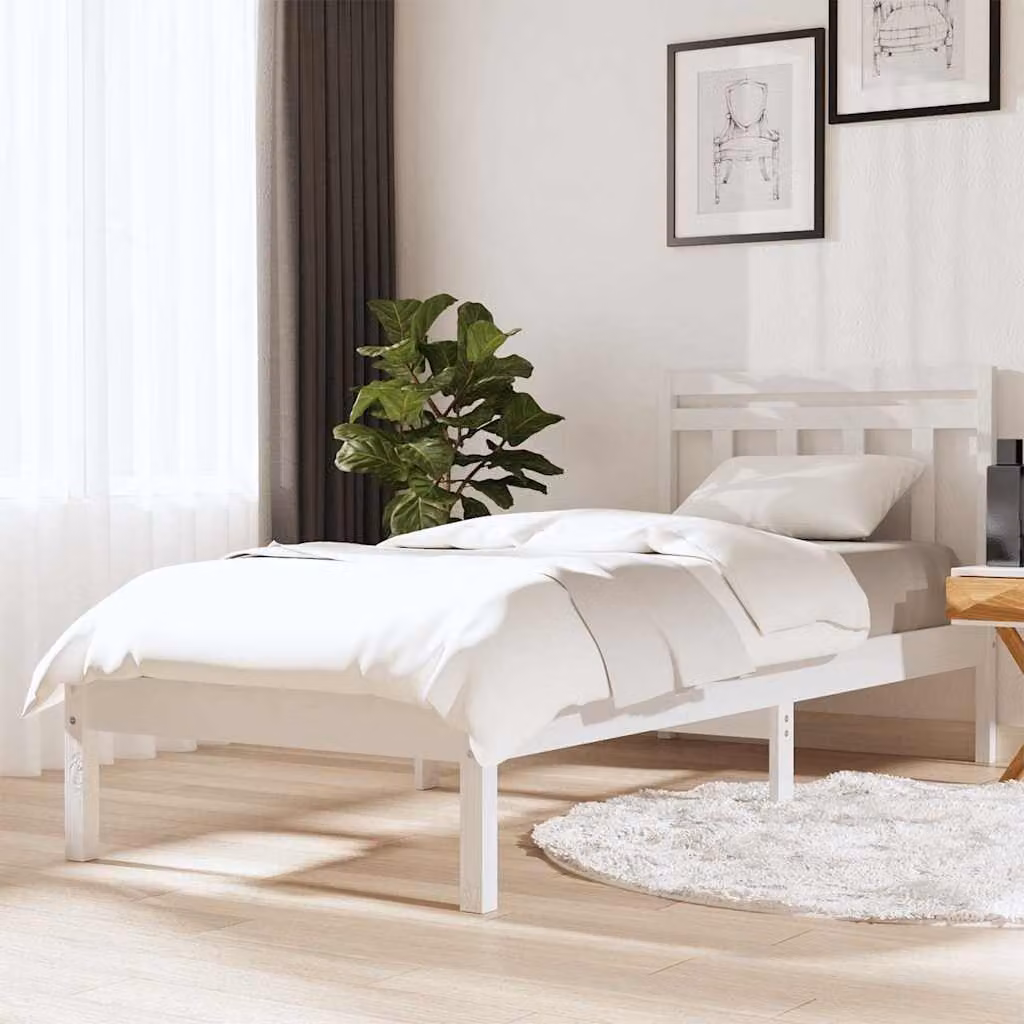 vidaXL Giroletto in Legno Massello di Pino Bianco con Doghe Fisse L/P/H: 200 x 100 x 25 cm