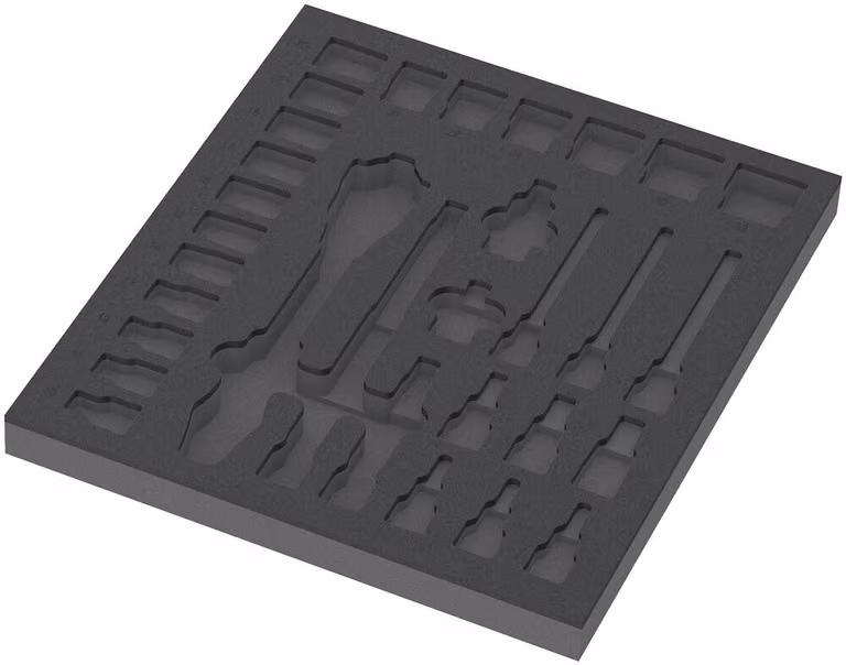 Wera 9822 Inserto in schiuma 8000 C Cricchetto Zyklop 1/2" Set 1, senza utensili, 344 x 30 x 392 mm