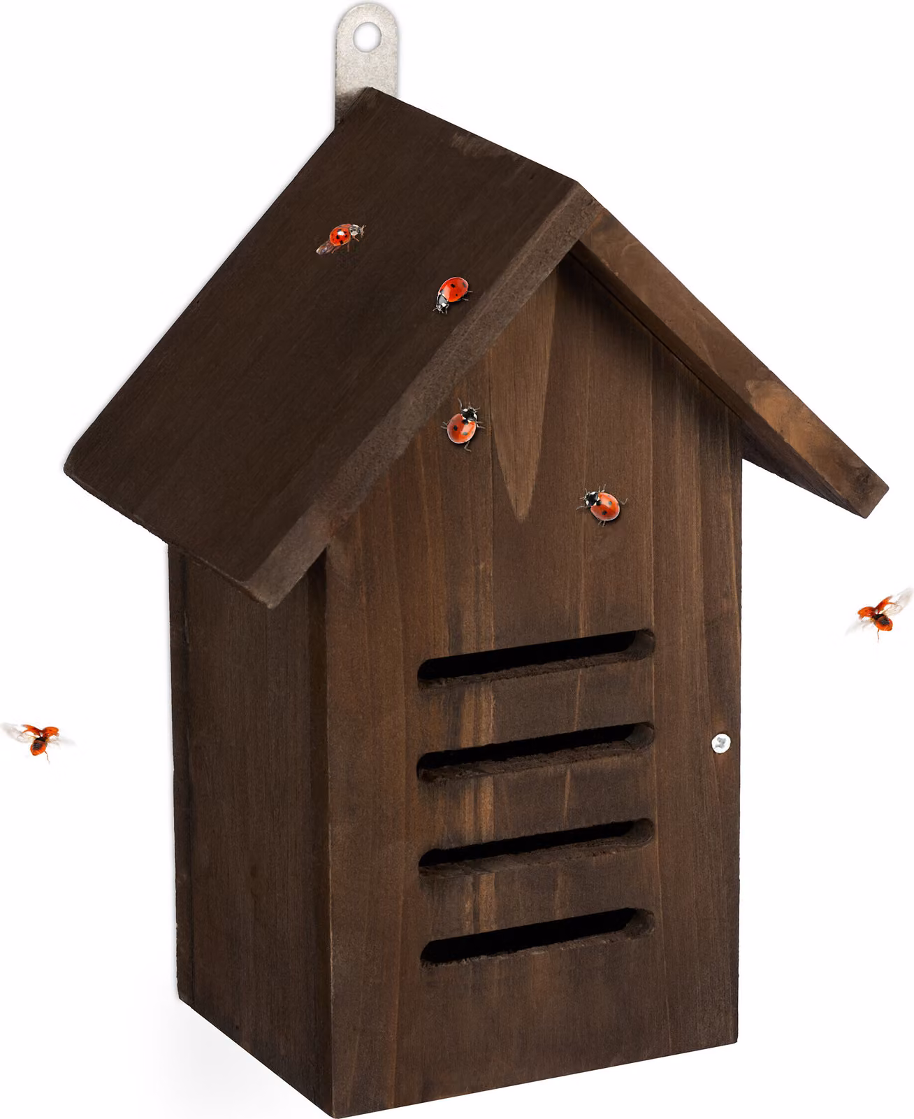 Relaxdays Casetta per coccinelle, legno, A x L x P: 25 x 18,5 x 12 cm, da appendere, giardino, rifugio per coccinelle, marrone