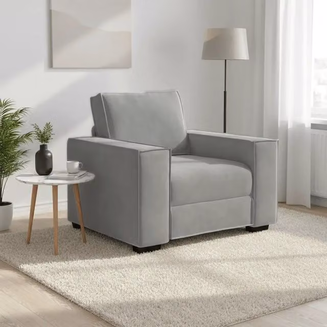 Divano Sedia Grigio Chiaro 100x78x84 cm Velluto 4105000