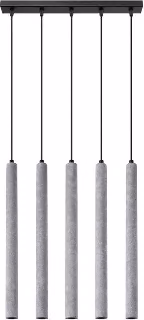 Lampada a sospensione Pure Lume in cemento grigio con 5 luci G9 per cucina e soggiorno