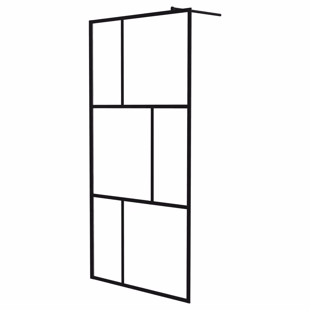 Parete per Doccia Walk-in vidaXL in Vetro Temperato Trasparente con Profilo Nero L: 100 cm, H: 195 cm – 2