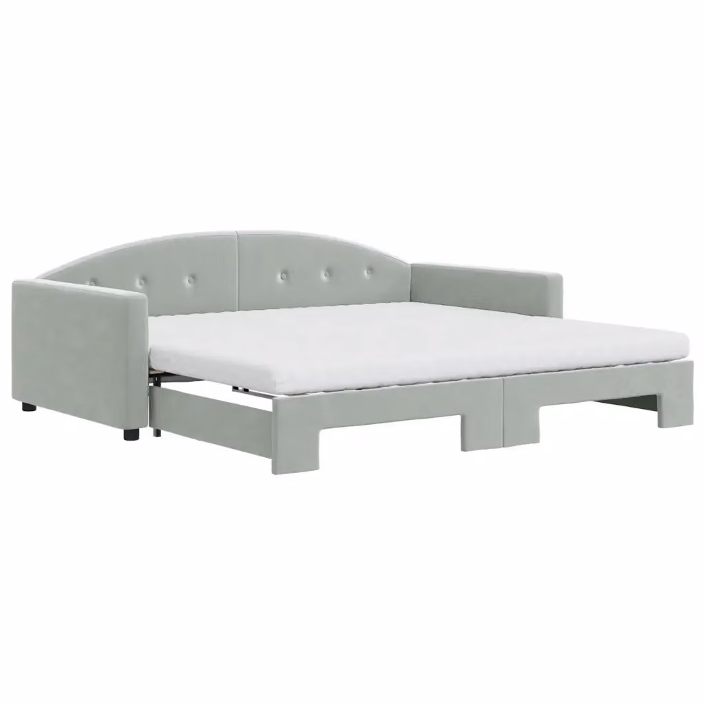 Divano Letto Estraibile vidaXL in Velluto Grigio con Cassetto per Materasso 100x200 cm – 2