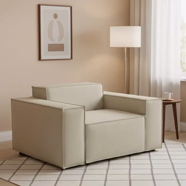 Poltrona relax Rodonite Talamo Italia in tessuto beige con struttura in legno massello L: 160 cm, P: 95 cm, H: 70 cm – 1