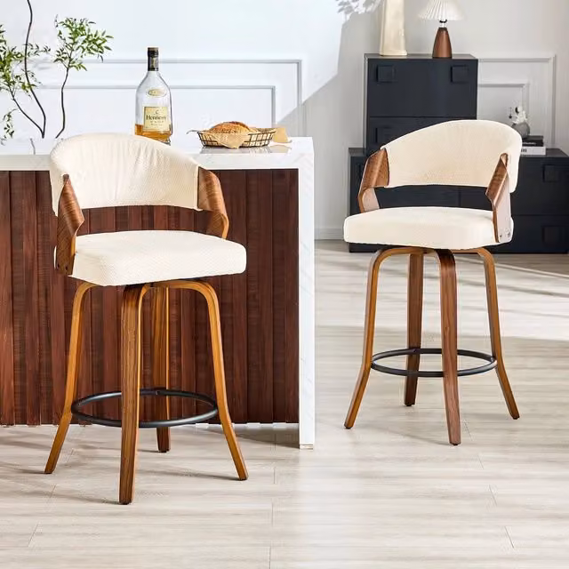 Set 2 Sgabelli con Schienale ¨C MINIMAL ¨C Legno e Ecopelle, 95 cm