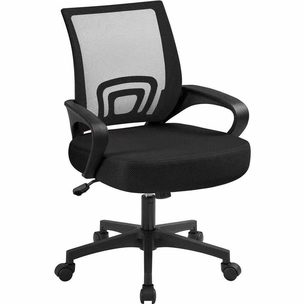 Sedia da ufficio 591679, sedia da ufficio, sedia ergonomica girevole, rete, nero, 60,5 x 60 x (87-97) cm