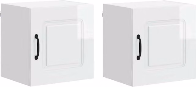 Set di 2 pensili da cucina moderni HELLOSHOP26 in legno composito bianco lucido L/P/H: 40 x 31 x 40 cm