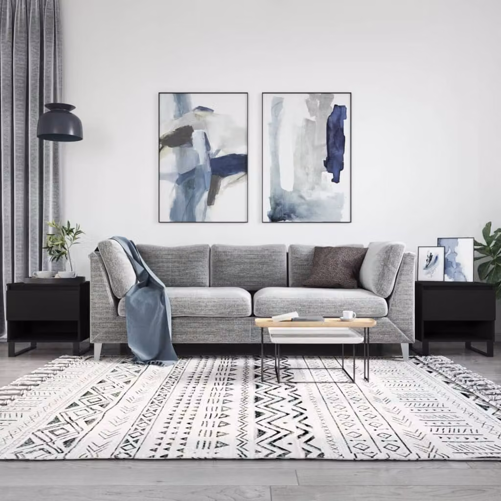 Set di 2 tavolini da salotto vidaXL neri in stile moderno con piano in MDF e struttura in metallo L/P/H: 50 x 46 x 50 cm
