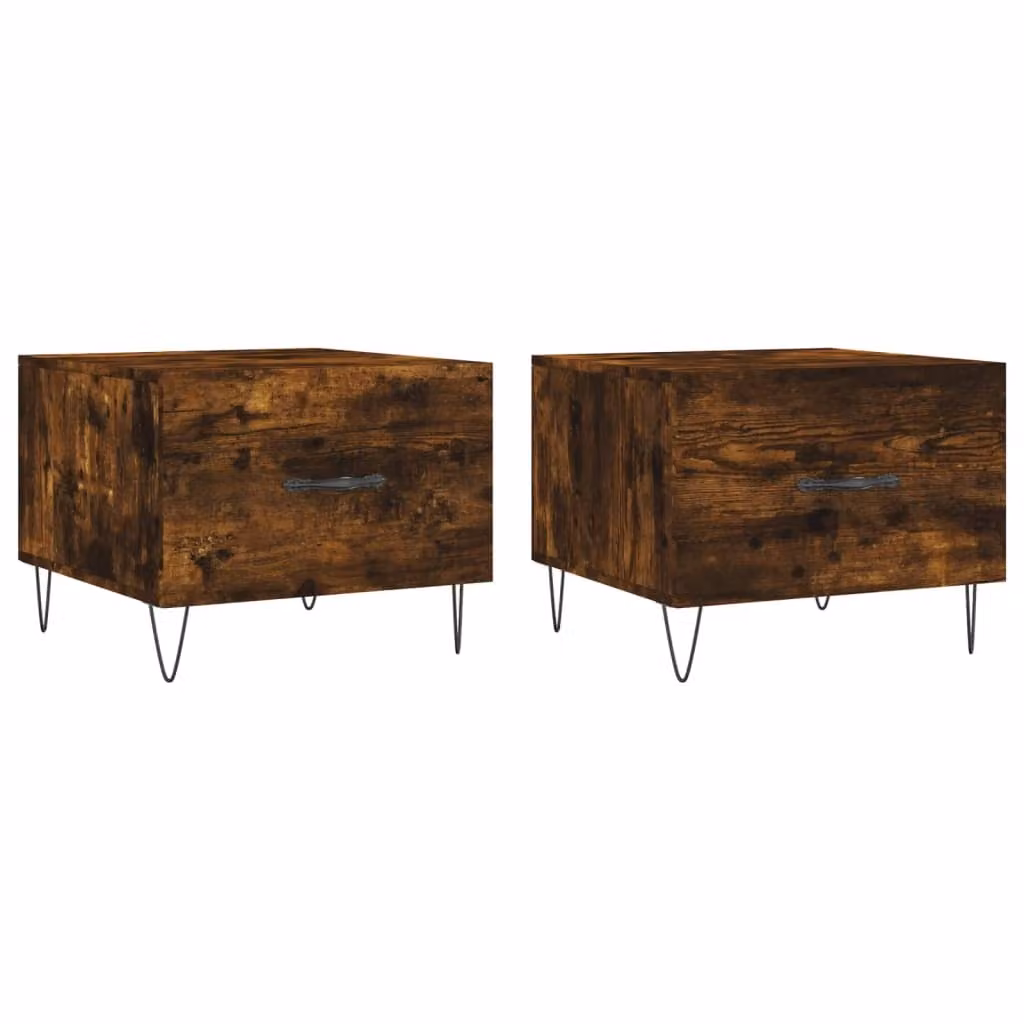 Tavolini Salotto 2 pz Rovere Fumo 50x50x40cm Legno Multistrato