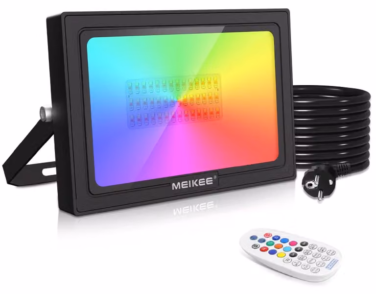 Faretto LED da esterno RGB, 60 W, con cambio colore, grado di protezione IP66, dotato di telecomando