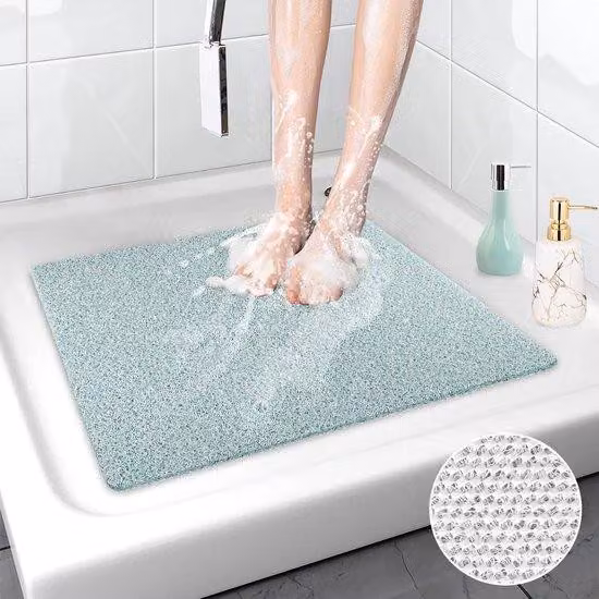 Tappetini da bagno antibatterici, 53 x 53 cm, delicati, antiscivolo, tappetini per doccia sicuri, con fori di scarico, adatti per vasche da bagno e aree umide