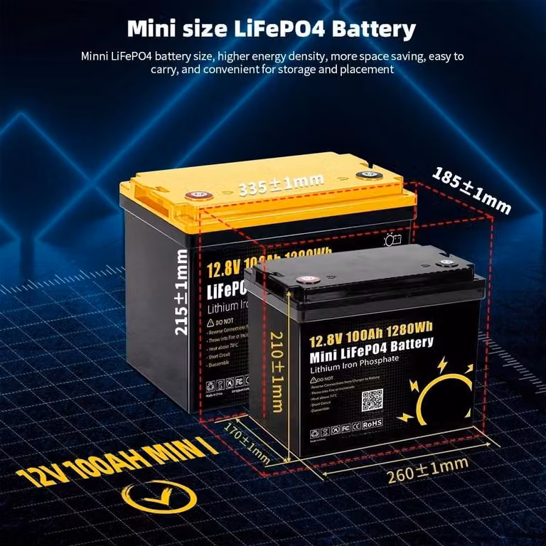 Batteria LiFePO4 - 12,8V 100Ah - Confezione da 2 pezzi - Batteria al litio ferro-fosfato ad alta durata - Ideale per impianti solari off-grid - Sistema di accumulo di energia domestica - Celle di qualità A - 12,8V 100Ah - 2 pezzi