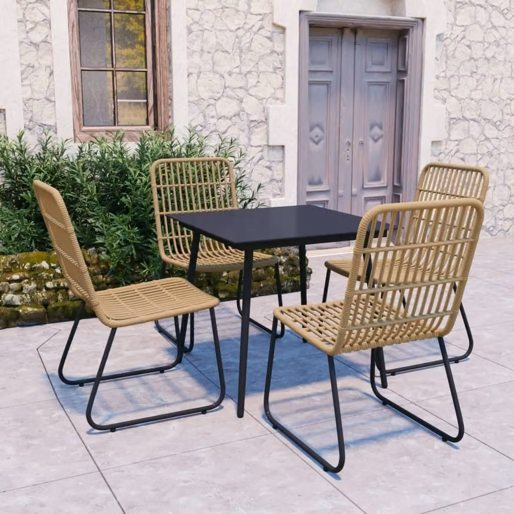The Living Store Set da pranzo da giardino 5 pezzi in polirattan e vetro