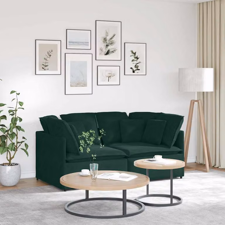 vidaXL Divano Modulare Moderno in Velluto Verde con Cuscini e Struttura in Metallo